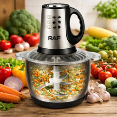 Tocător Electric Multifuncțional RAF cu Bol Inox 3L și 4 Lame Duble din Oțel Inoxidabil