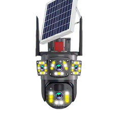 Cameră de Supraveghere 4G cu Panou Solar, 4 Lentile, Full HD, PTZ, Zoom 10X, Night Vision