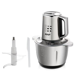 Tocător Electric Profesional RAF cu Bol Inox și 4 Lame Duble din Oțel Inoxidabil