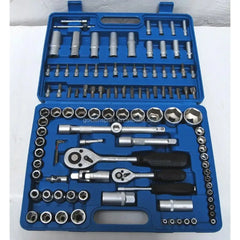 Set Trusă Tubulară 108 Piese, 6 Colțuri, Chei și Accesorii pentru Lucrări Profesionale