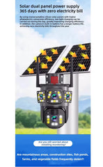Cameră de Supraveghere 4G cu Panou Solar, 4 Lentile, Full HD, PTZ, Zoom 10X, Night Vision