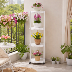 Suport Multifuncțional pentru Flori și Plante, 4 Niveluri, cu Roți, 132 cm