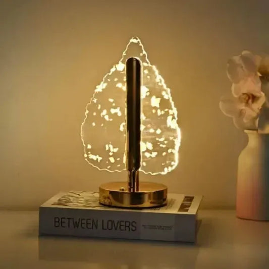 Lampă LED Decorativă în Formă de Frunză Aurie, Reîncărcabilă