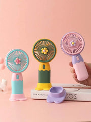 Mini Ventilator Portabil cu Încărcare USB, Suport Telefon, Baterie Reîncărcabilă