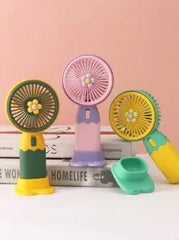 Mini Ventilator Portabil cu Încărcare USB, Suport Telefon, Baterie Reîncărcabilă
