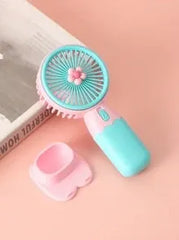 Mini Ventilator Portabil cu Încărcare USB, Suport Telefon, Baterie Reîncărcabilă
