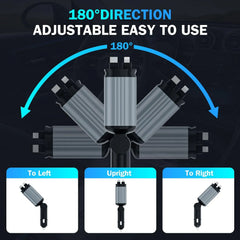 Încărcător Auto Retractabil 66W cu Starlight – Cablu USB-C + Cablu iPhone, Port USB și Port Tip-C