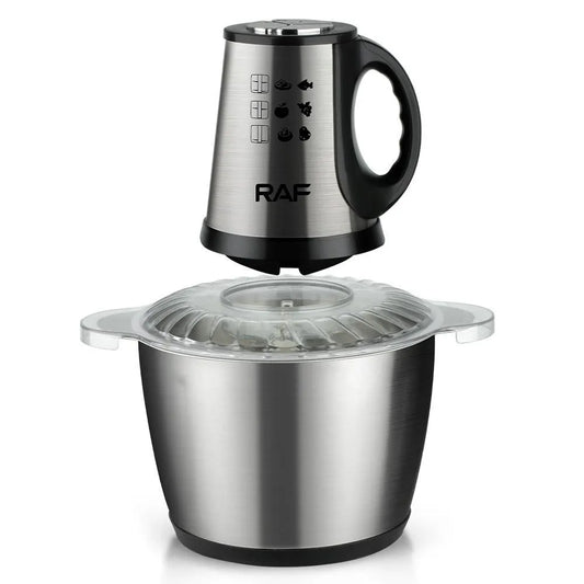 Tocător Electric Multifuncțional RAF cu Bol Inox 3L și 4 Lame Duble din Oțel Inoxidabil