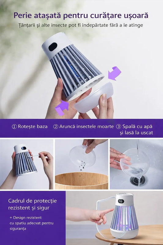 Lampă anti-muște 2 în 1 portabilă, impermeabilă