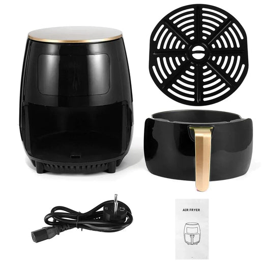 Friteuză cu Aer Cald 6L Negru – 2400W, Touch LCD, Fără Ulei
