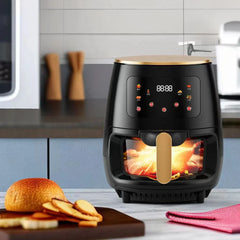 Friteuză cu Aer Cald 6L Negru – 2400W, Touch LCD, Fără Ulei