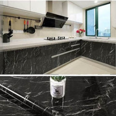 Autocolant marmura autoadeziv negru cu alb pentru decor elegant