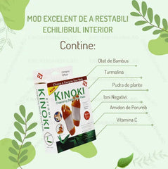 Set 50 Plasturi Detoxifianți Kinoki pentru Tălpi cu Turmalină, Vitamina C și E