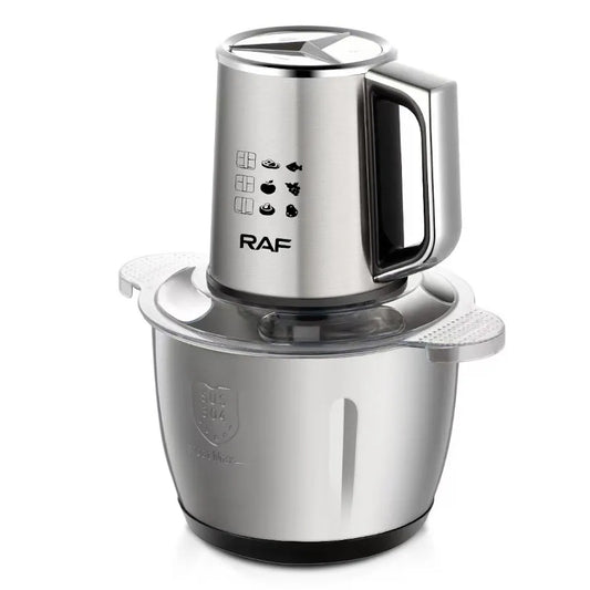 Tocător Electric Profesional RAF cu Bol Inox și 4 Lame Duble din Oțel Inoxidabil