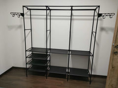 Suport pentru umerașe stander haine, 3 rafturi, 8 cârlige, 175 cm