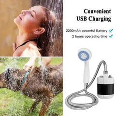 Duș Portabil de Camping cu Robinet Incorporat – Reîncărcabil USB, pentru Interior și Exterior