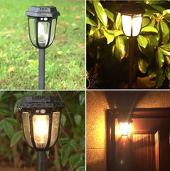 Lampă Solară 2-în-1 Stil Retro cu Țăruș pentru Grădină