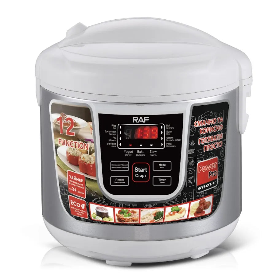 Multicooker Electric RAF 6L cu 12 Programe și Panou Digital Inteligent - Alb
