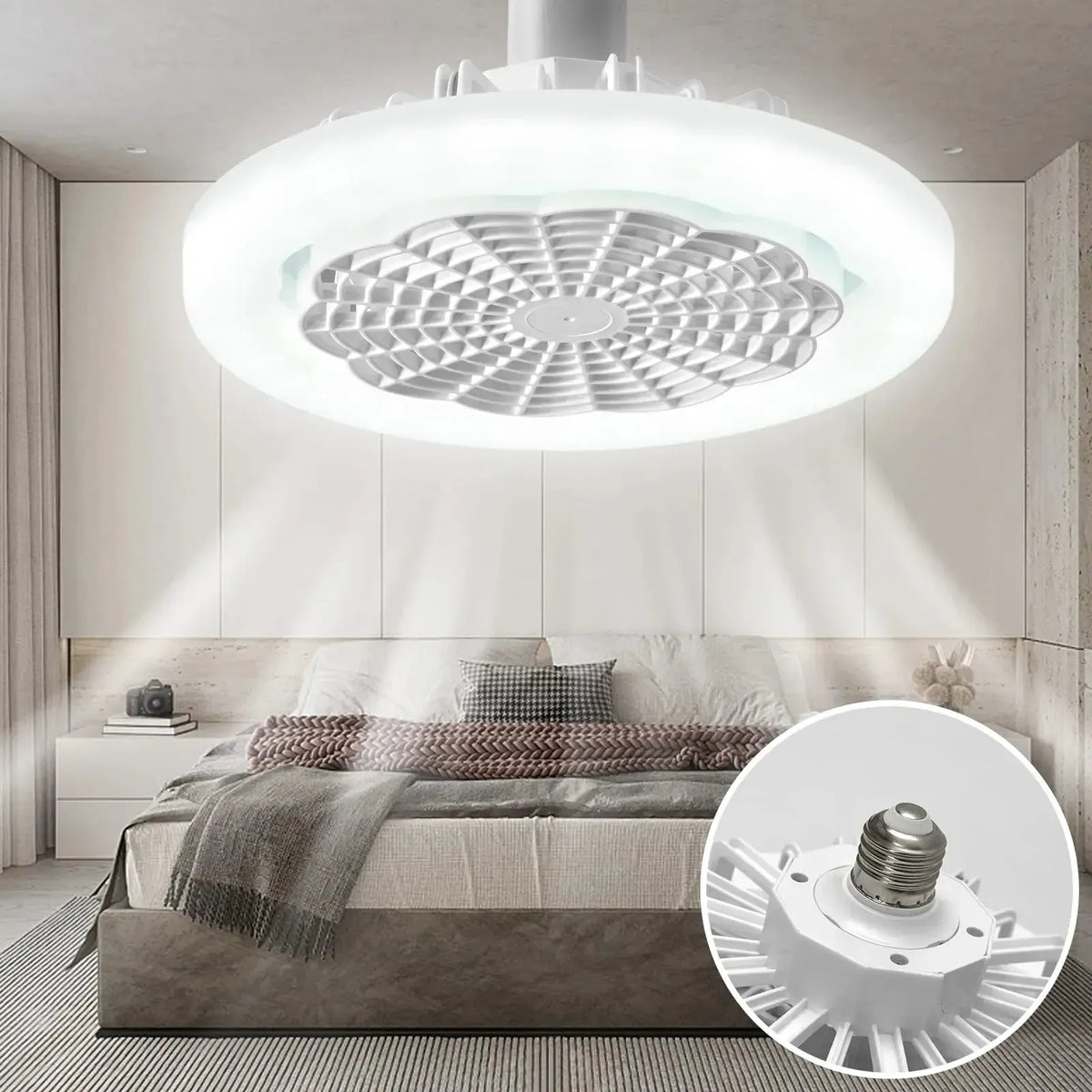 Lampa LED cu ventilator 30W si telecomanda pentru confort si iluminare