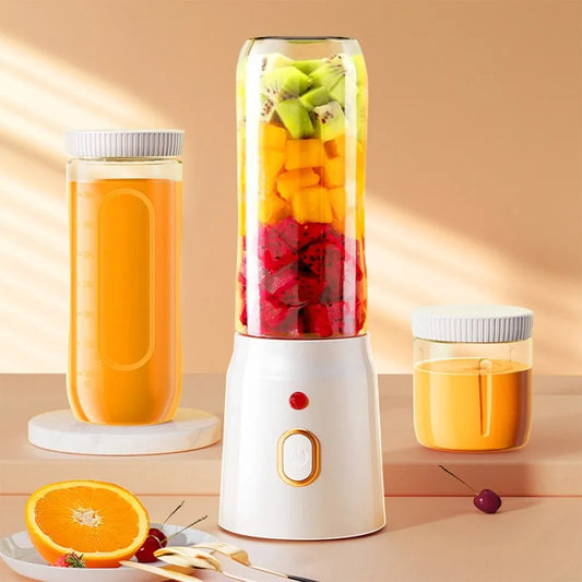 Set blender portabil 40W, 10 lame, 1500mAh, alb