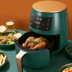Friteuză cu Aer Cald 6L Verde – 2400W, Touch LCD, Fără Ulei