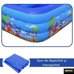 Piscină Gonflabilă Dreptunghiulară, 260x165x54 cm, Structură 3 Inele