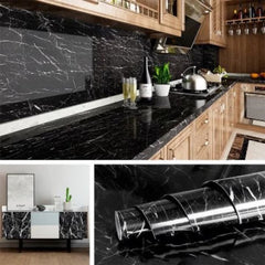 Autocolant marmura autoadeziv negru cu alb pentru decor elegant