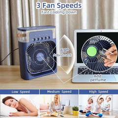 Ventilator Portabil 2-în-1 cu Vaporizare și Rezervor 600 ml, Lumina LED
